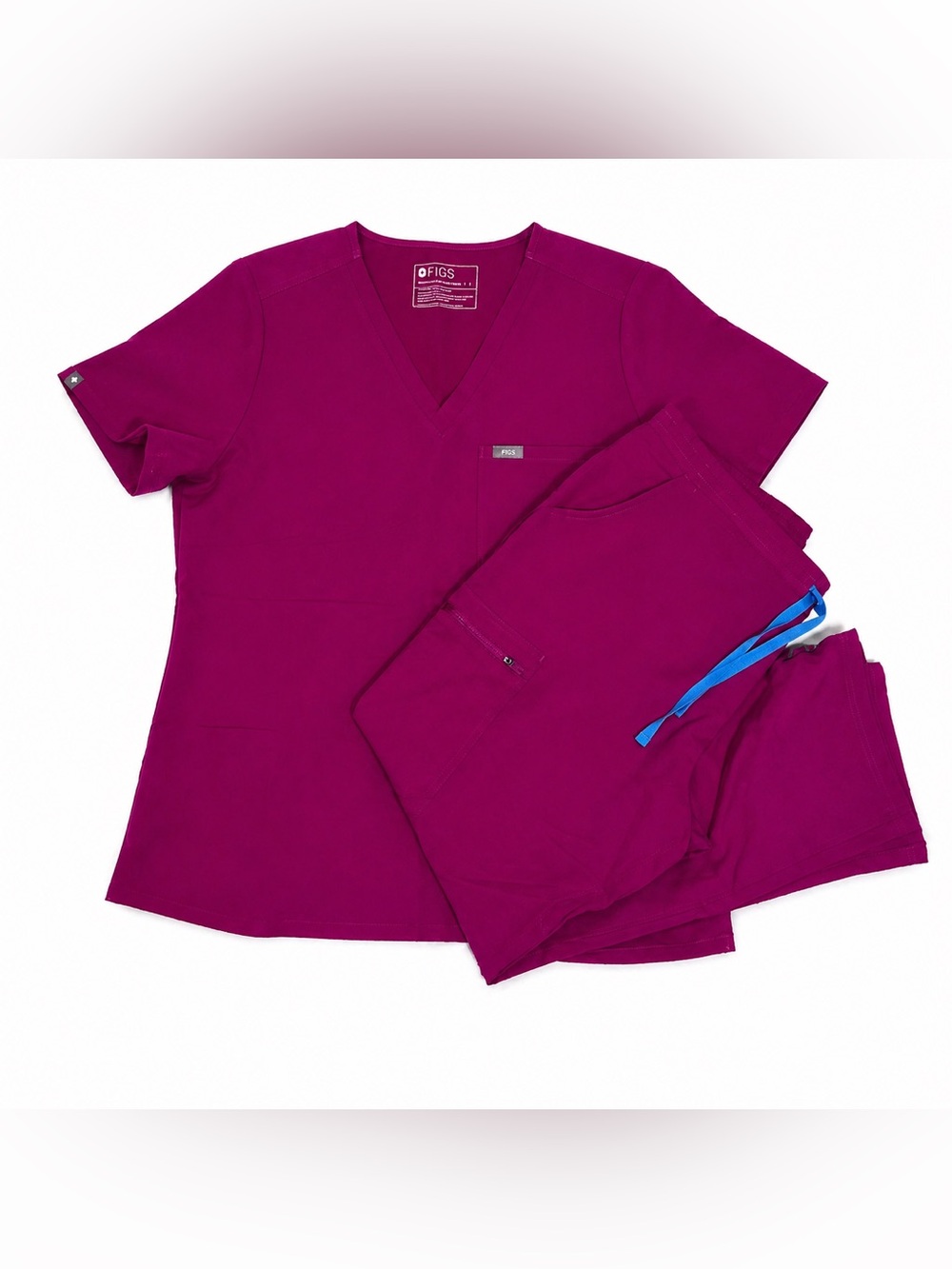 FIGS Large petite Women's Scrub Top & Pants Set in Magenta